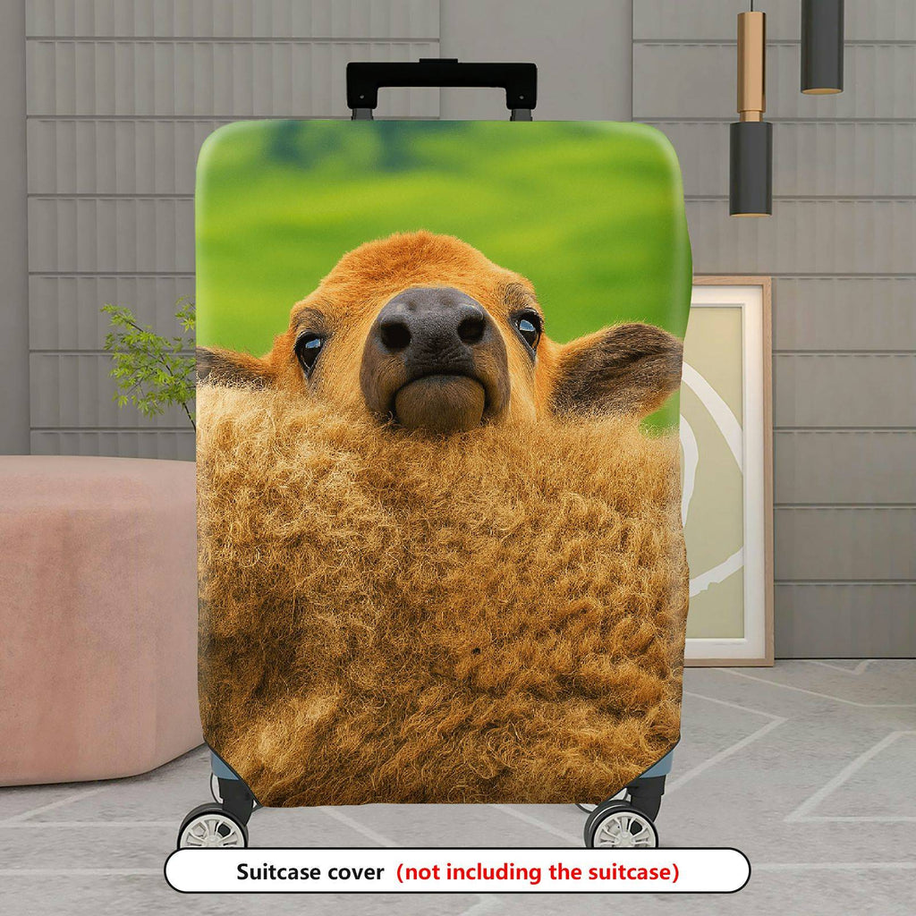 1-Piece Cute Animal Sheep Green Grass Scenic Fun  Suitcase Luggage Cover, Stretch Protective Sleeve