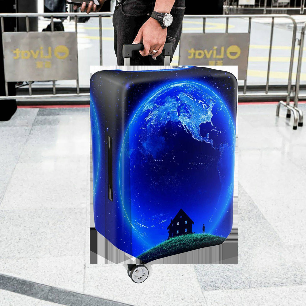 1-Piece Blue Earth Universe Space Night Landscape  Suitcase Luggage Cover, Stretch Protective Sleeve