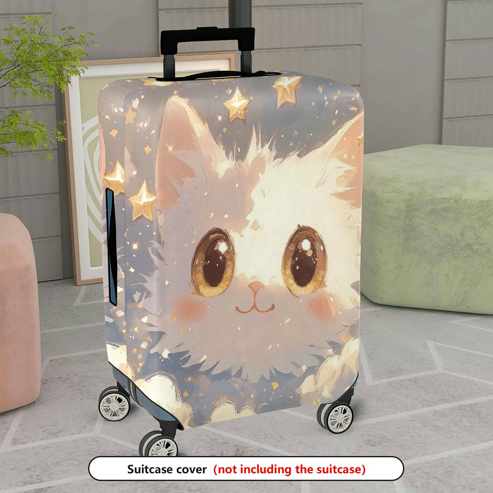 1-Piece Cute Cat Starry Night  Animal Lovely  Suitcase Luggage Cover, Stretch Protective Sleeve