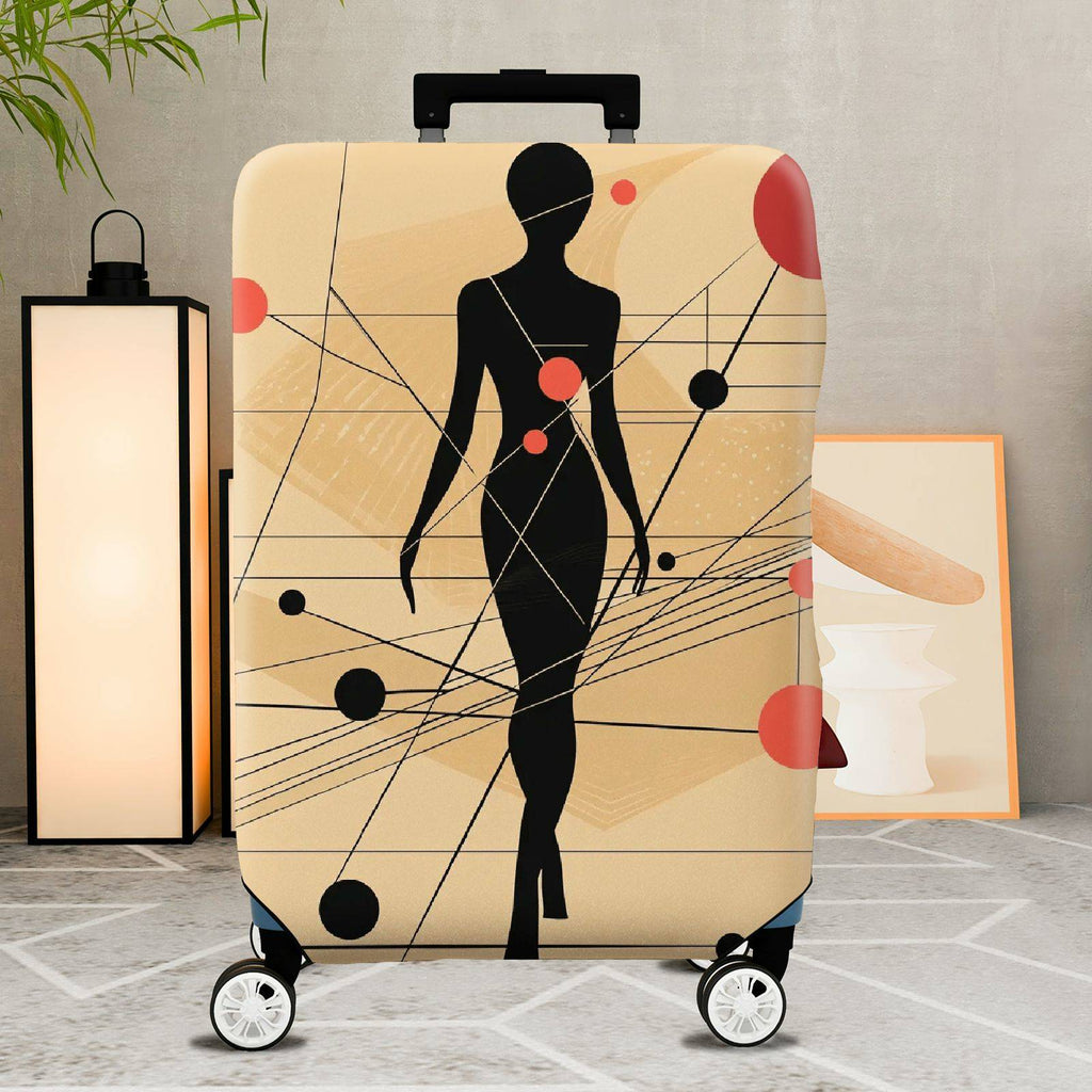 1-Piece Abstract Silhouette Geometric Pattern Modern Stylish  Suitcase Luggage Cover, Stretch Protective Sleeve
