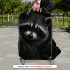 1-Piece Cute Raccoon Animal Black Floral Dandelion  Suitcase Luggage Cover, Stretch Protective Sleeve
