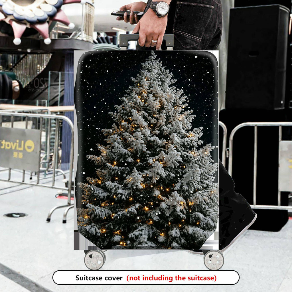 1-Piece Christmas Snow Tree Festive Winter Holiday  Suitcase Luggage Cover, Stretch Protective Sleeve