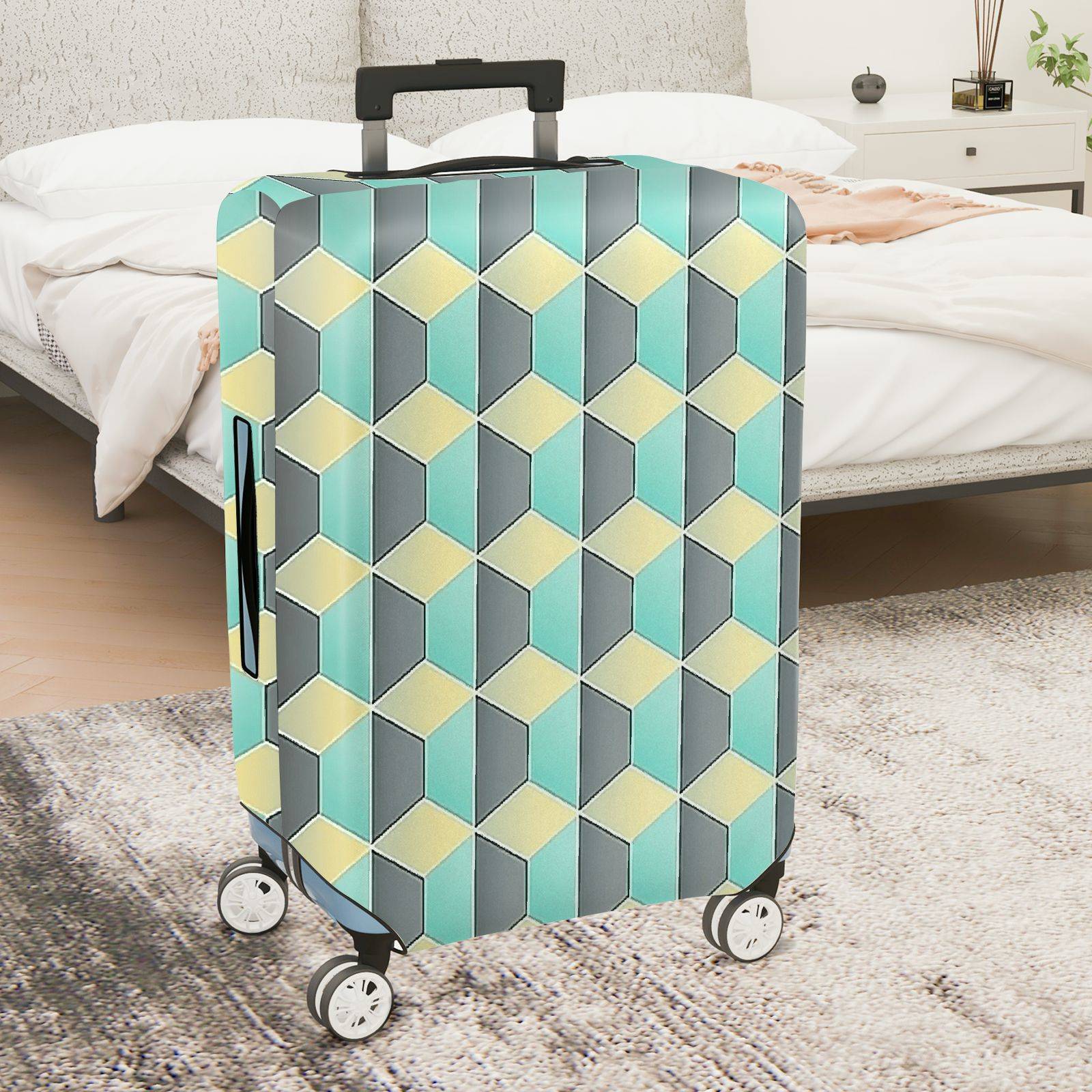 1-Piece Geometric Pattern Colorful Modern Stylish Trendy Artistic  Suitcase Luggage Cover, Stretch Protective Sleeve