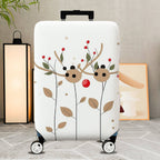 1-Piece Reindeer Leaf Berry Antler Holiday  Suitcase Luggage Cover, Stretch Protective Sleeve
