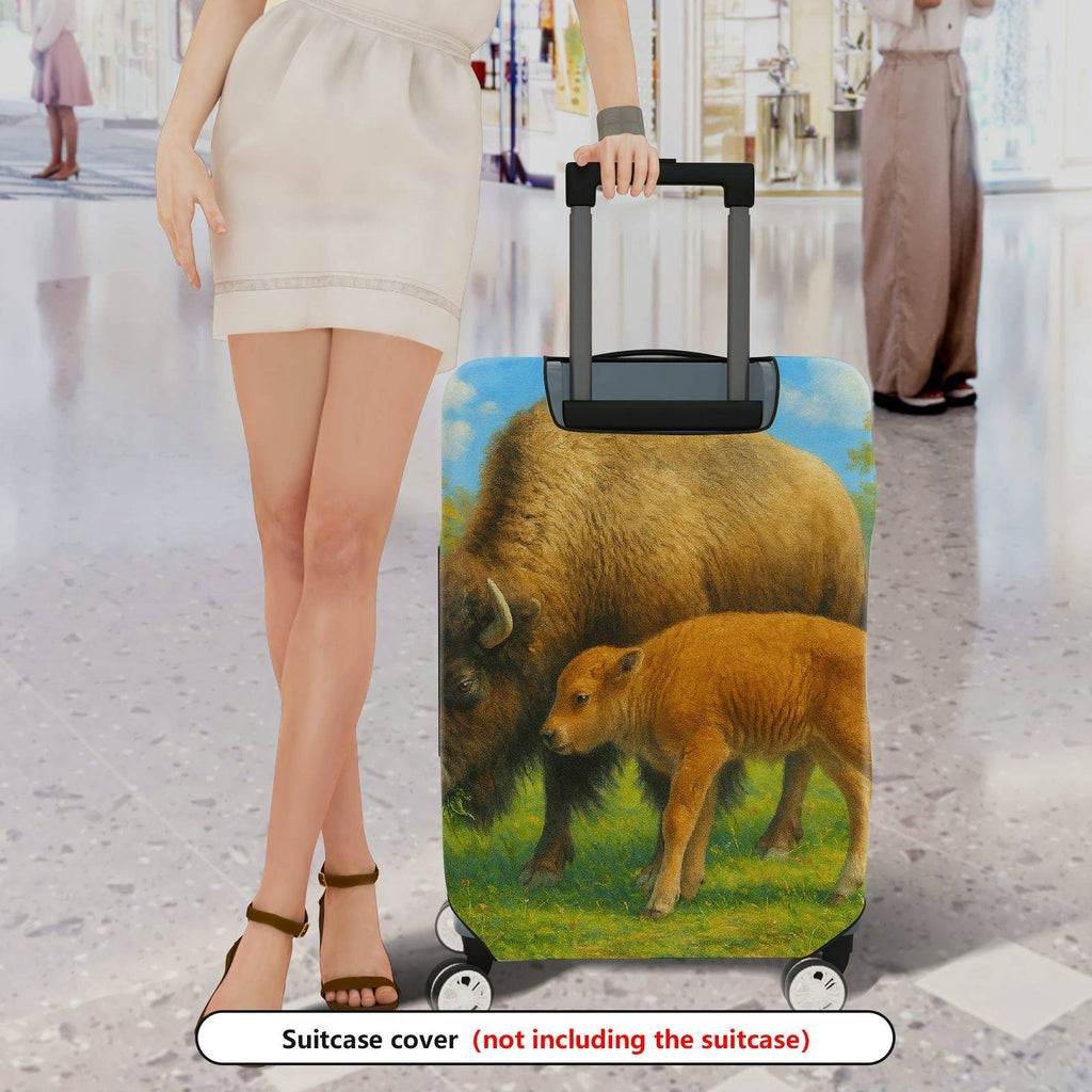 1-Piece Bison Wildlife Landscape Nature Artistic Animal  Suitcase Luggage Cover, Stretch Protective Sleeve