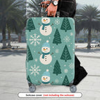 1-Piece Christmas Snowman Pine Tree Winter Holiday  Suitcase Luggage Cover, Stretch Protective Sleeve