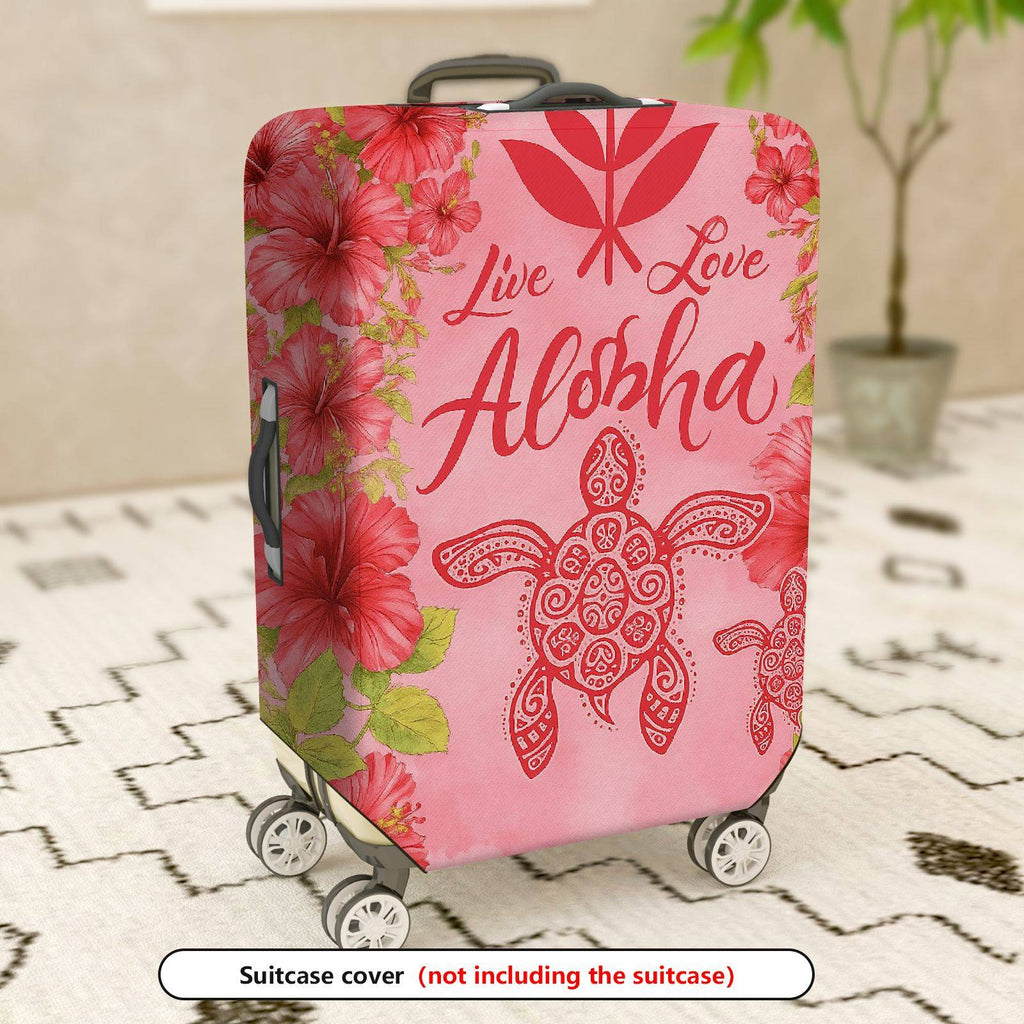 1-Piece Aloha Turtle Floral Pink Tropical  Suitcase Luggage Cover, Stretch Protective Sleeve