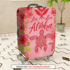 1-Piece Aloha Turtle Floral Pink Tropical  Suitcase Luggage Cover, Stretch Protective Sleeve
