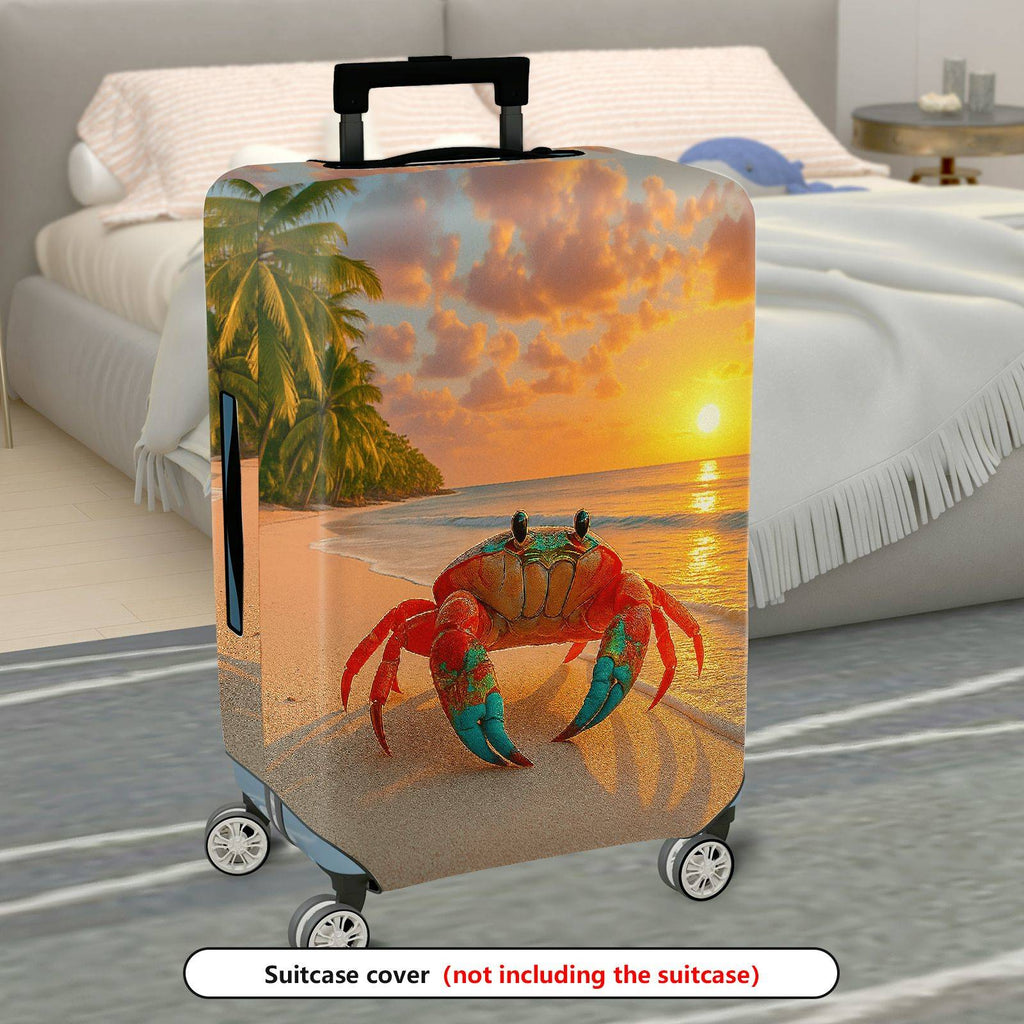1-Piece Sunset Beach Crab Palm Ocean Holiday  Suitcase Luggage Cover, Stretch Protective Sleeve