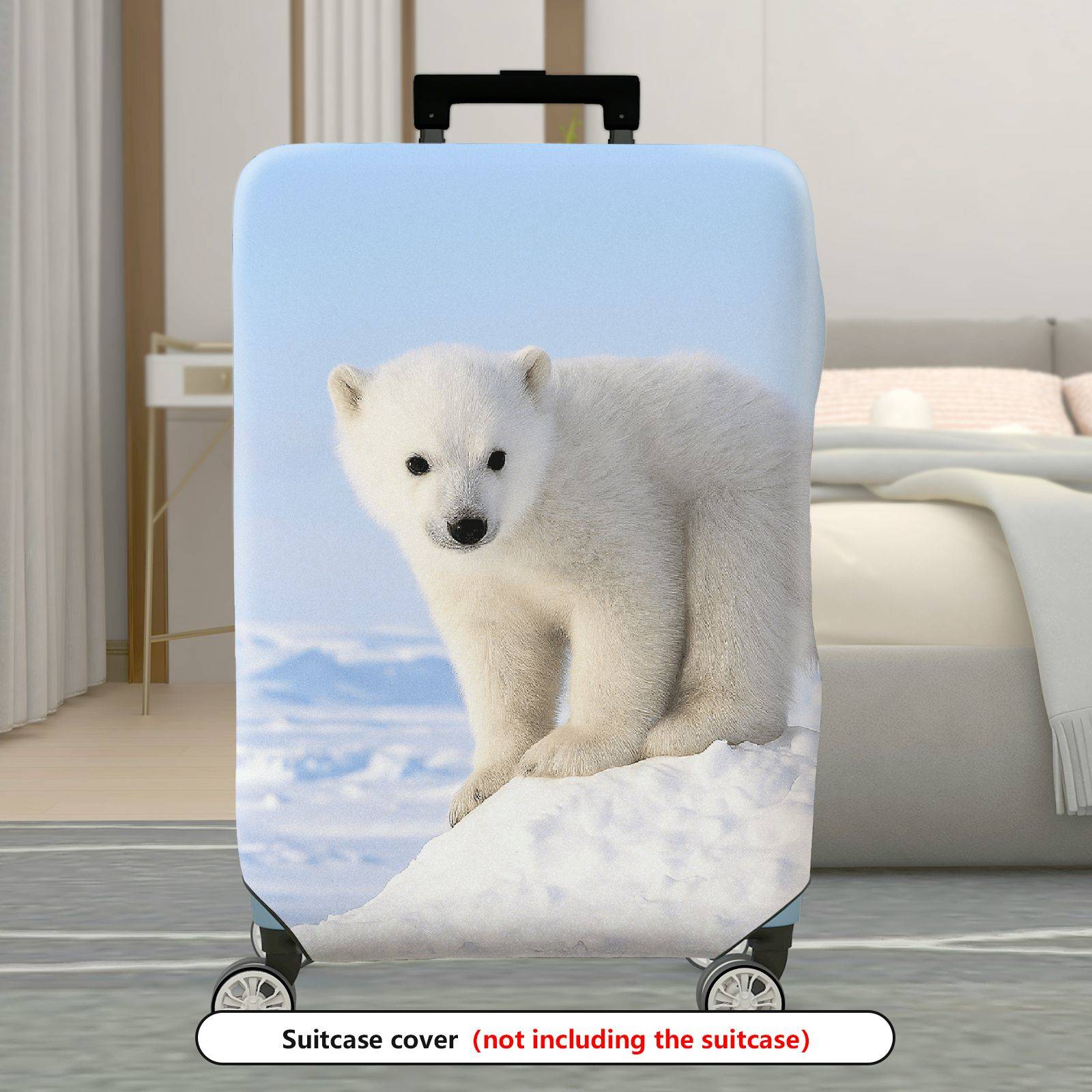 1-Piece Cute Polar Bear Snow Winter Nature Animal White  Suitcase Luggage Cover, Stretch Protective Sleeve