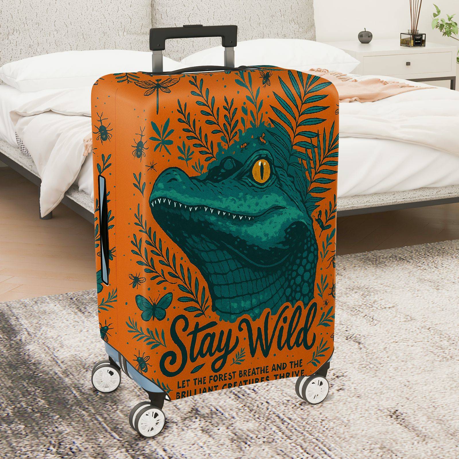 1-Piece Alligator Jungle Wild Nature Adventure Stay Wild  Suitcase Luggage Cover, Stretch Protective Sleeve