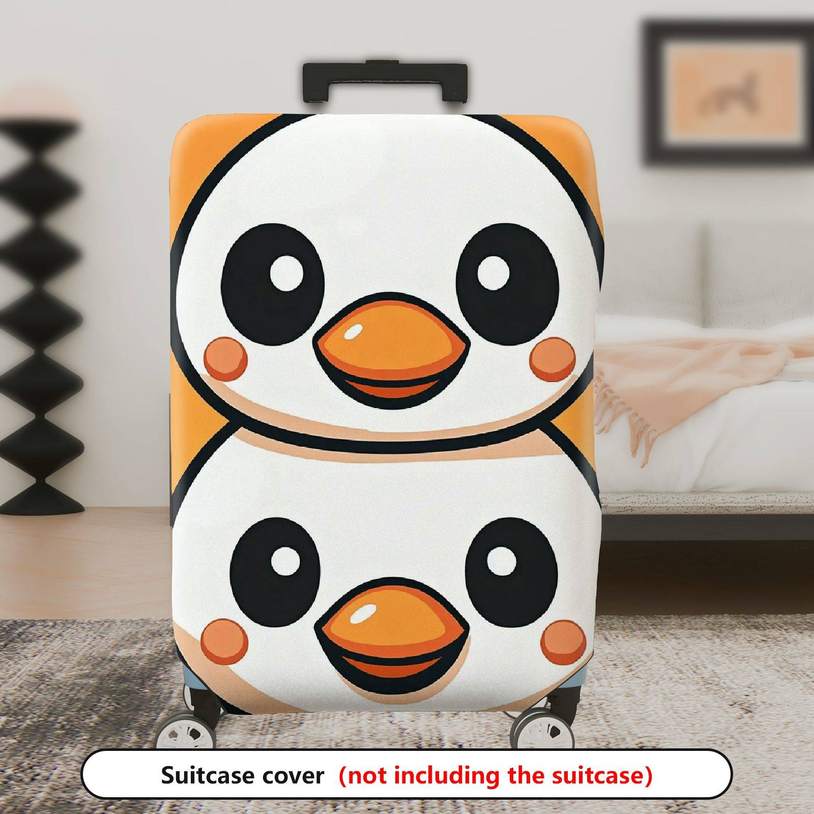 1-Piece Penguin Cute Smiling Playful Fun  Suitcase Luggage Cover, Stretch Protective Sleeve