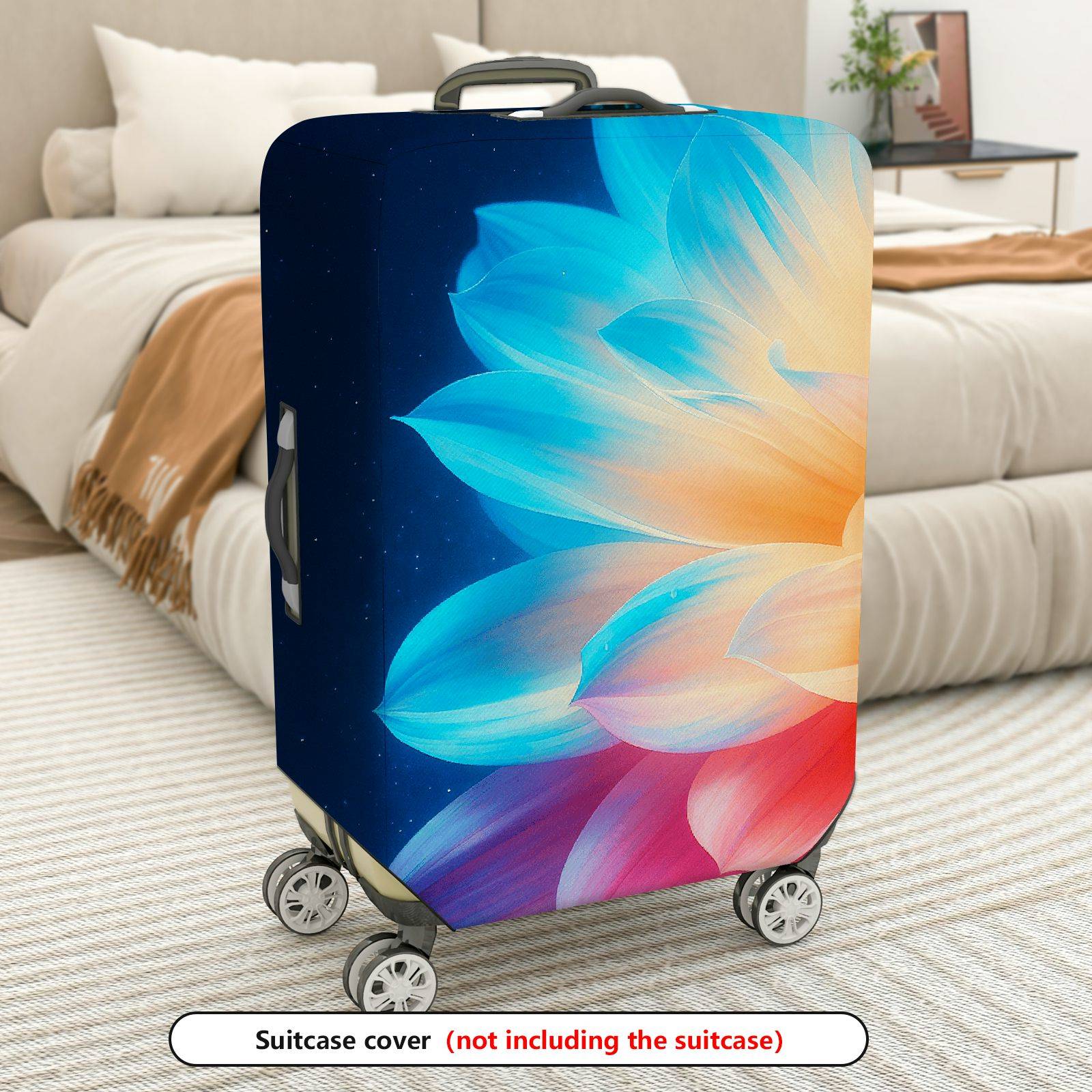 1-Piece Floral Abstract Colorful Gradient Vibrant Artistic  Suitcase Luggage Cover, Stretch Protective Sleeve