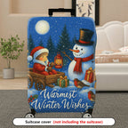 1-Piece Christmas Santa Snowman Gift Lantern Holiday  Suitcase Luggage Cover, Stretch Protective Sleeve