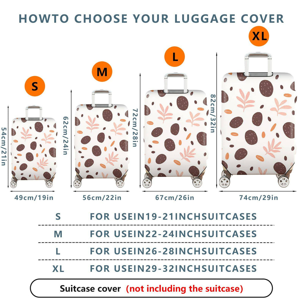 1-Piece Abstract Brown Leaf Pattern  Suitcase Luggage Cover, Stretch Protective Sleeve
