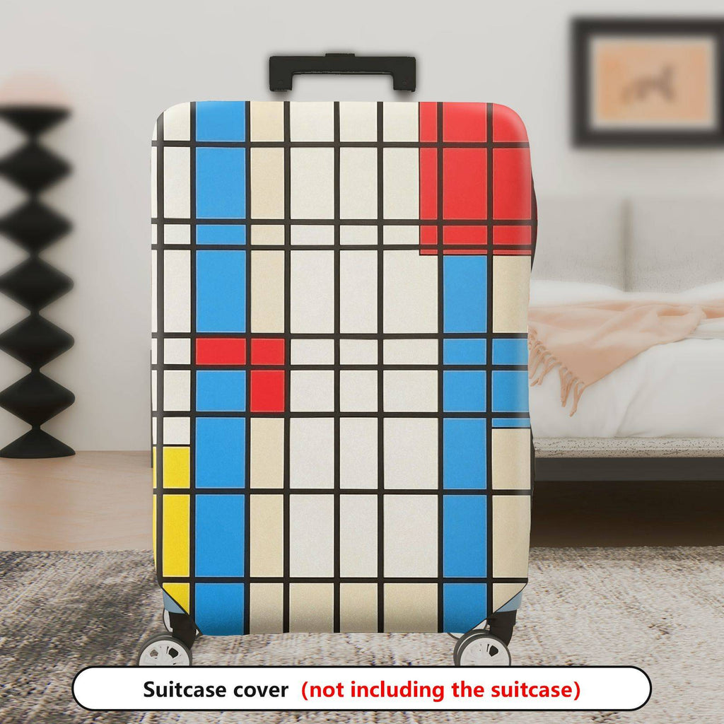 1-Piece Geometric Colorful Retro Modern Artistic Chic  Suitcase Luggage Cover, Stretch Protective Sleeve