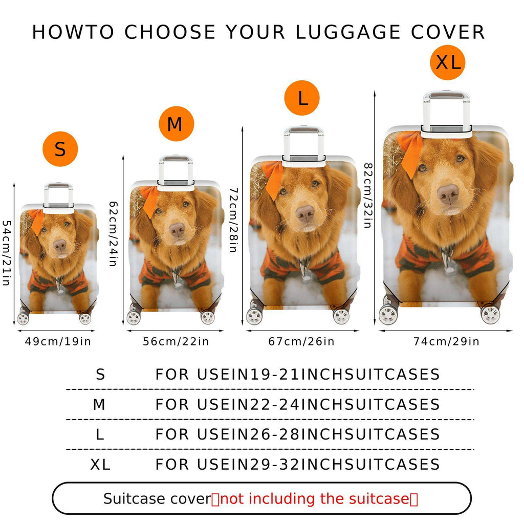1-Piece Cute Dog Orange Winter Snow Festive  Suitcase Luggage Cover, Stretch Protective Sleeve