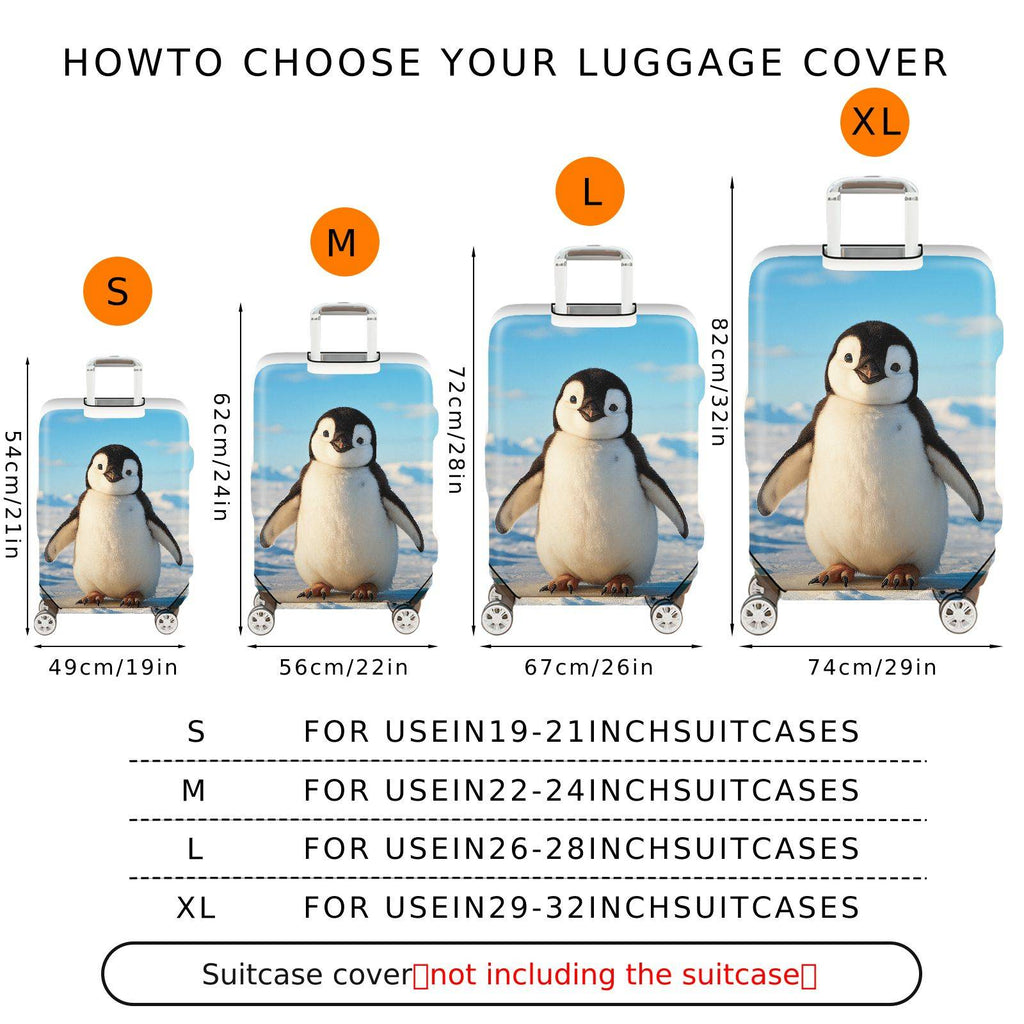 1-Piece Cute Adorable Penguin Snow Winter Travel  Suitcase Luggage Cover, Stretch Protective Sleeve