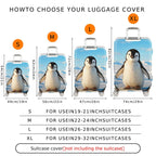 1-Piece Cute Adorable Penguin Snow Winter Travel  Suitcase Luggage Cover, Stretch Protective Sleeve