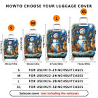 1-Piece Snowman Reindeer Winter Holiday Night Christmas  Suitcase Luggage Cover, Stretch Protective Sleeve