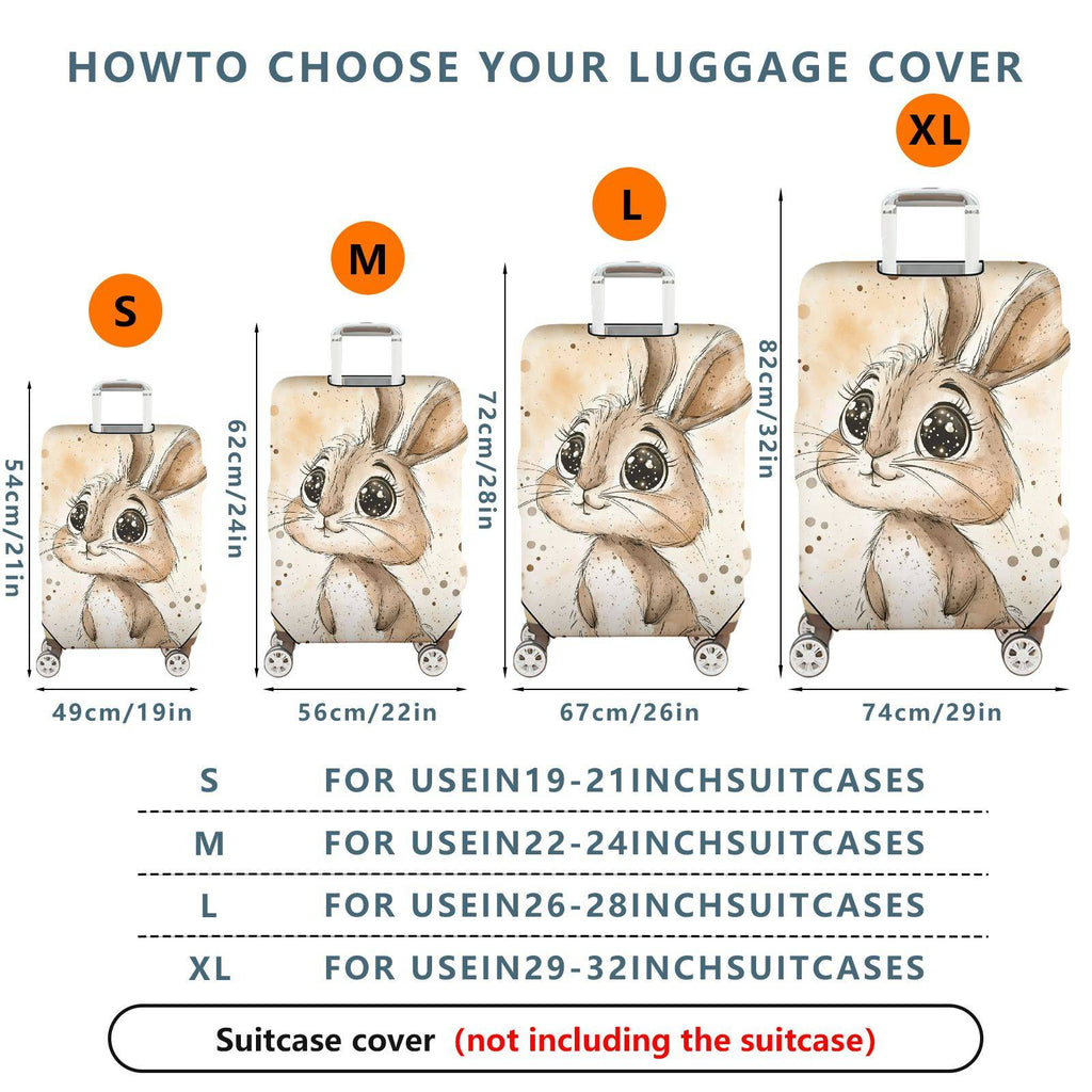 1-Piece Cute Animal  Bunny Polka Dot Watercolor  Suitcase Luggage Cover, Stretch Protective Sleeve