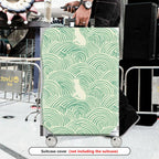 1-Piece Wave Cat Pattern Green Minimalist Artistic Cute Elegant  Suitcase Luggage Cover, Stretch Protective Sleeve