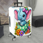 1-Piece Cute Elephant Floral Egg Bow  Suitcase Luggage Cover, Stretch Protective Sleeve