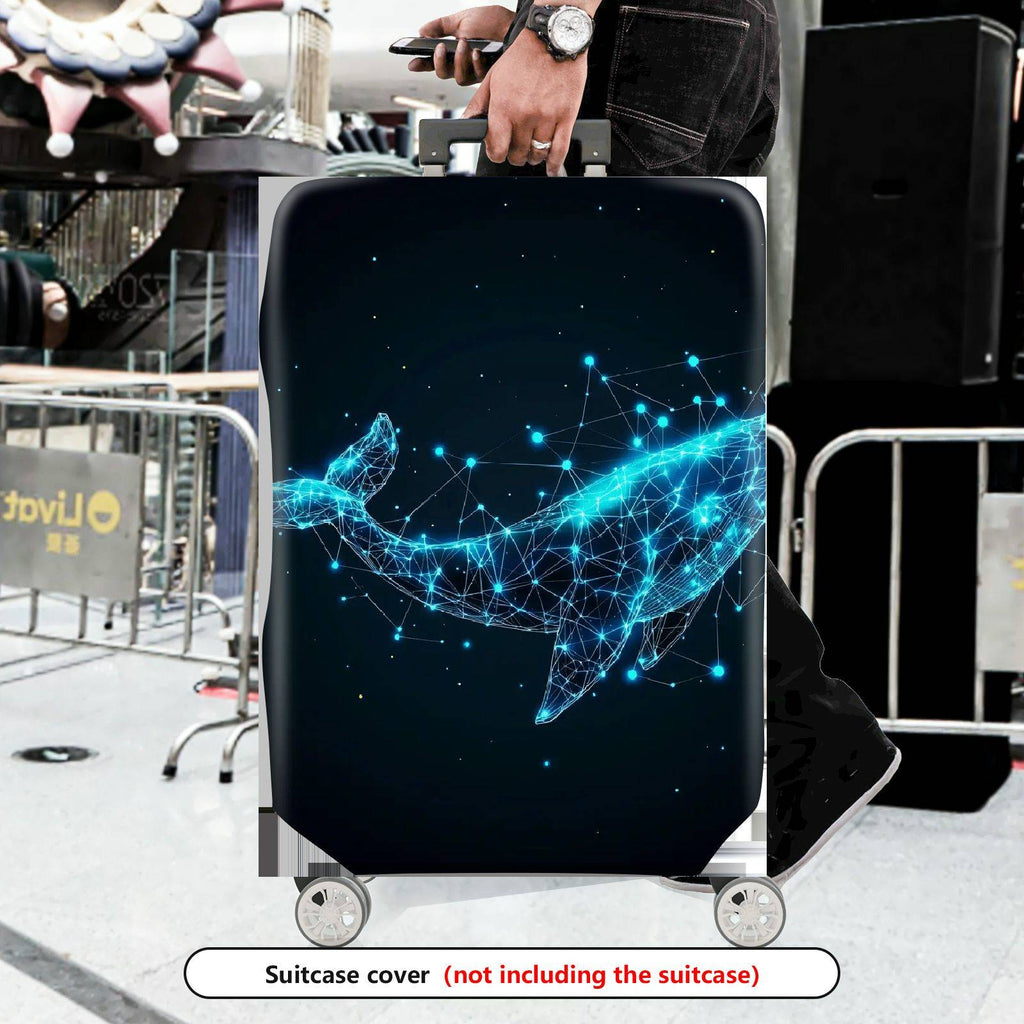 1-Piece Cosmic Whale Starry Network Futuristic Digital Abstract  Suitcase Luggage Cover, Stretch Protective Sleeve