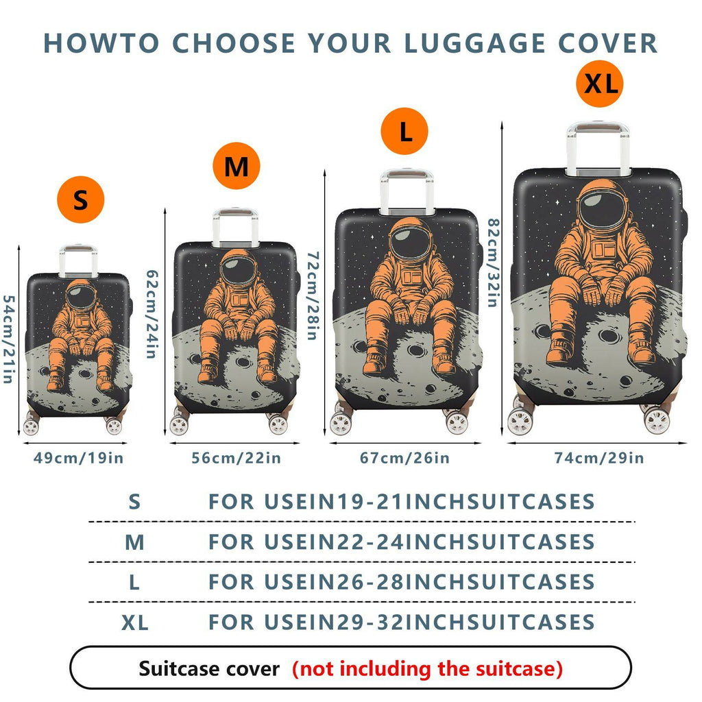 1-Piece Astronaut Moon Space Galaxy Cosmic  Suitcase Luggage Cover, Stretch Protective Sleeve