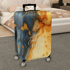 1-Piece Abstract Artistic Splash Golden Blue Marble Whirl  Suitcase Luggage Cover, Stretch Protective Sleeve