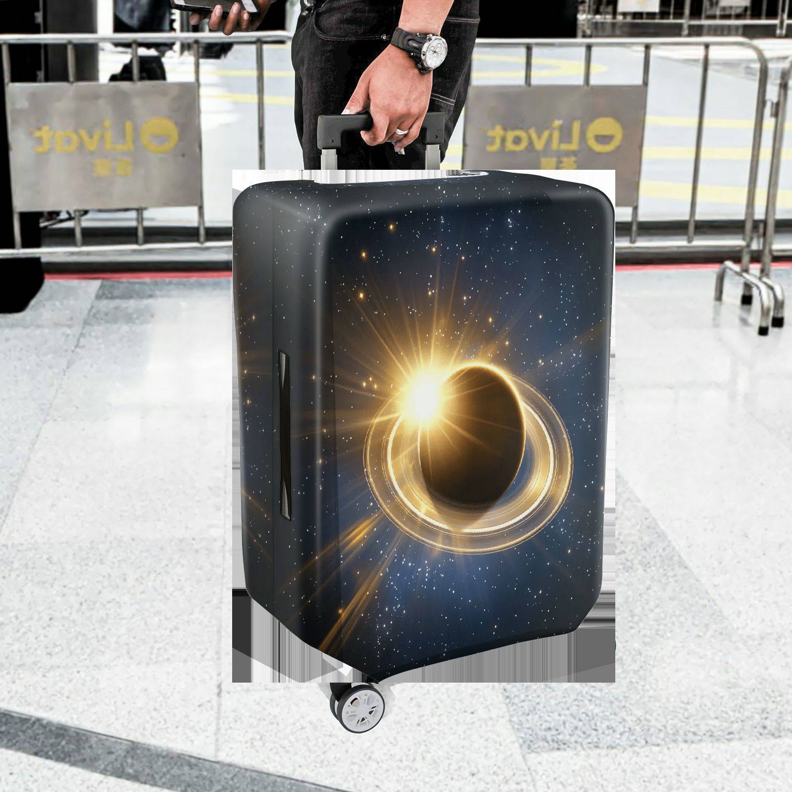 1-Piece Cosmic Galaxy Star Solar Eclipse Astronomy  Suitcase Luggage Cover, Stretch Protective Sleeve