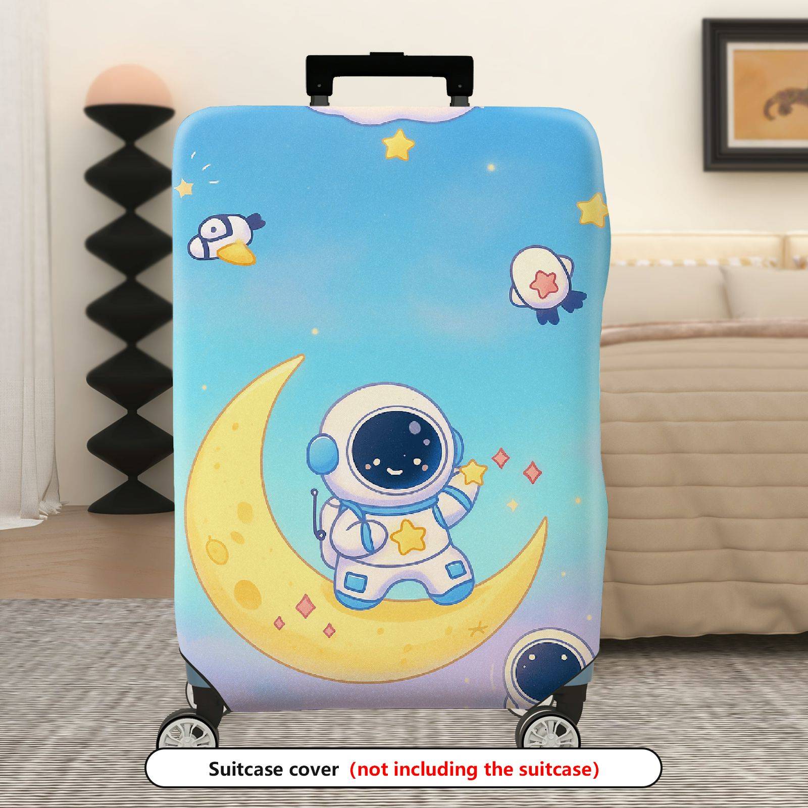 1-Piece Astronaut Moon Star Galaxy  Suitcase Luggage Cover, Stretch Protective Sleeve