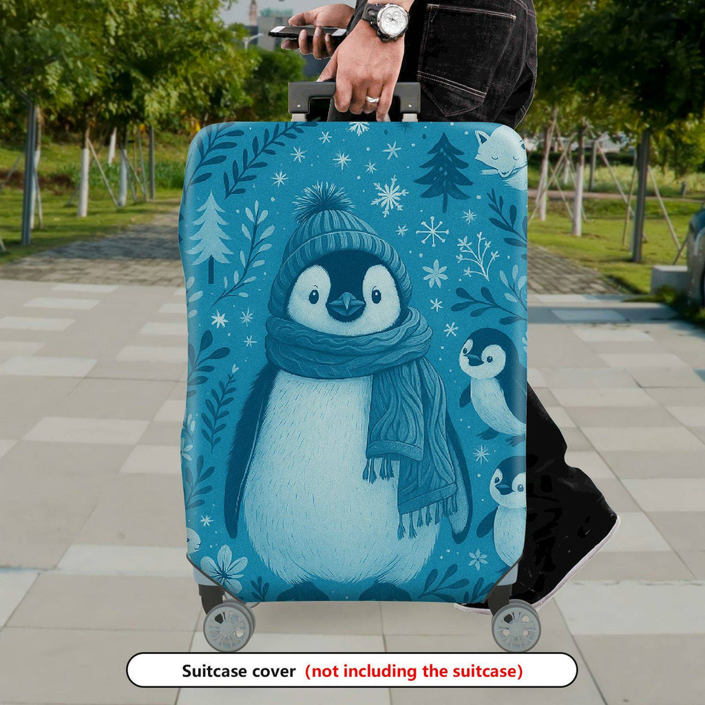 1-Piece Penguin Winter Snowflake Forest Animal Cute  Suitcase Luggage Cover, Stretch Protective Sleeve