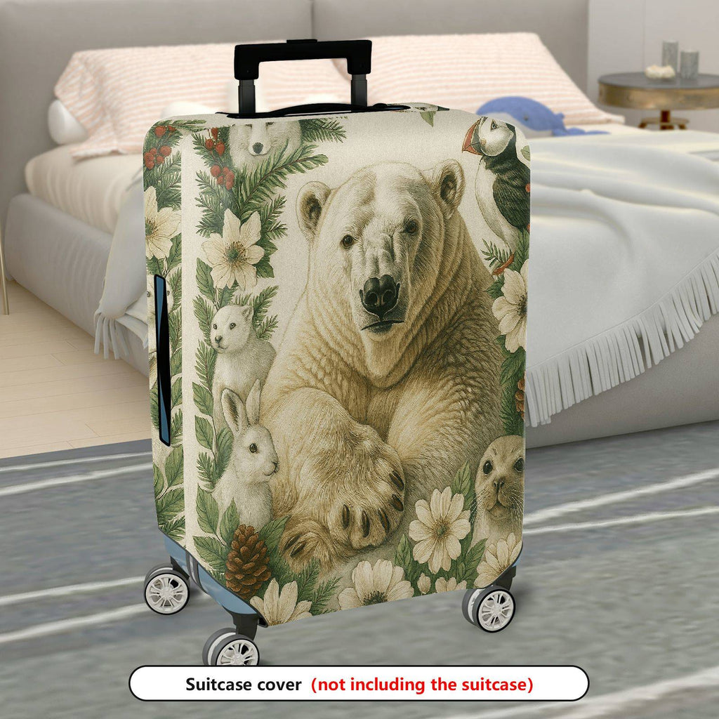 1-Piece Animal Forest Nature Floral Bear Scenic  Suitcase Luggage Cover, Stretch Protective Sleeve