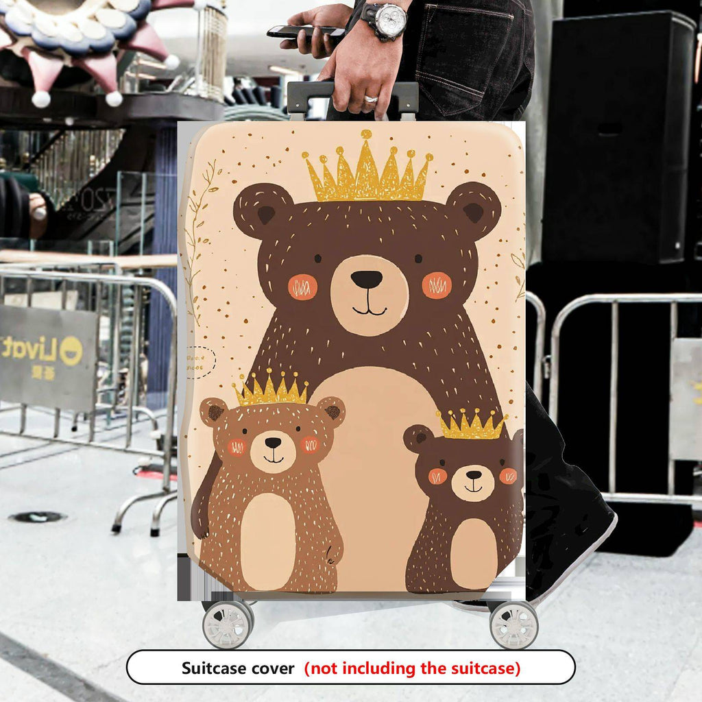 1-Piece Cute Bear Family Crown  Animal Travel  Suitcase Luggage Cover, Stretch Protective Sleeve