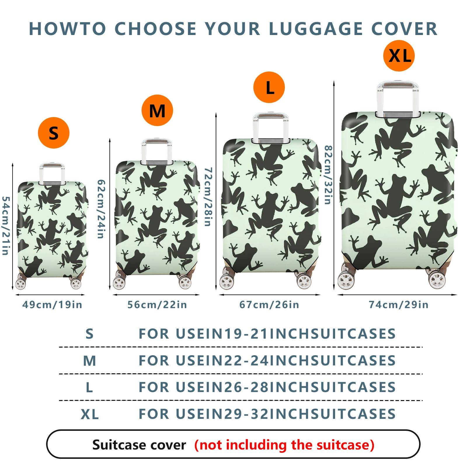 1-Piece Frog Pattern Green Animal Cute Stylish Vibrant  Suitcase Luggage Cover, Stretch Protective Sleeve