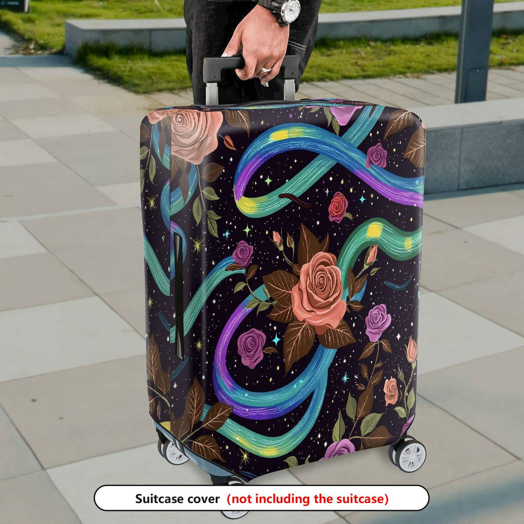 1-Piece Floral Galaxy Star Rose Nature Chic  Suitcase Luggage Cover, Stretch Protective Sleeve