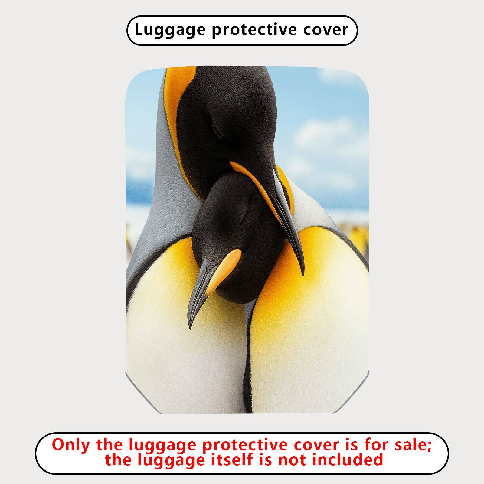 1-Piece Penguin Nature Animal Hugging Love Cute  Suitcase Luggage Cover, Stretch Protective Sleeve