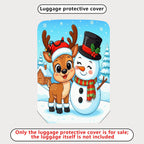 1-Piece Christmas Reindeer Snowman Cabin Winter Holiday  Suitcase Luggage Cover, Stretch Protective Sleeve