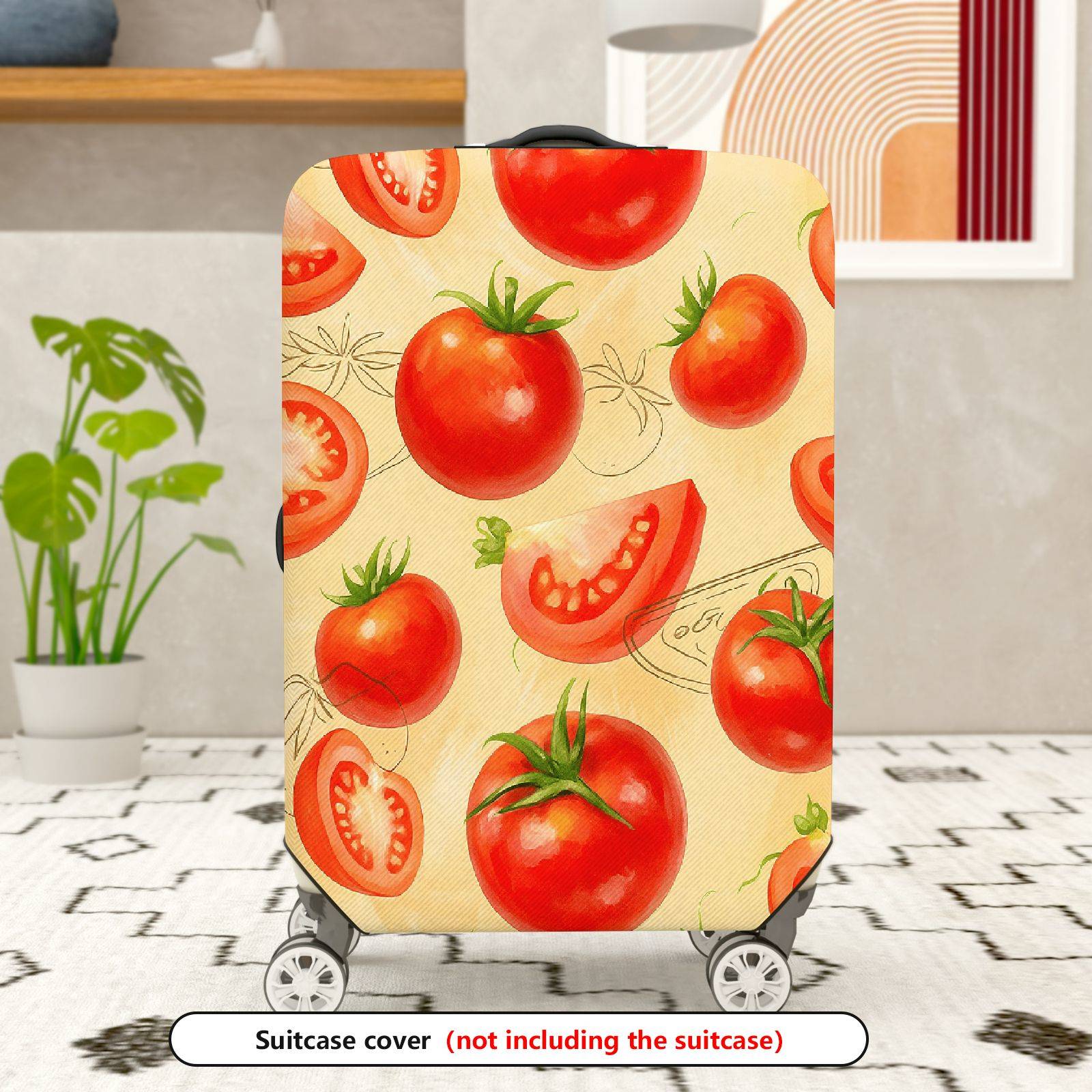 1-Piece Tomato Pattern Bright Red Juicy Fresh Artistic  Suitcase Luggage Cover, Stretch Protective Sleeve