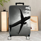 1-Piece Airplane Travel Clouds Sky Black and White  Suitcase Luggage Cover, Stretch Protective Sleeve