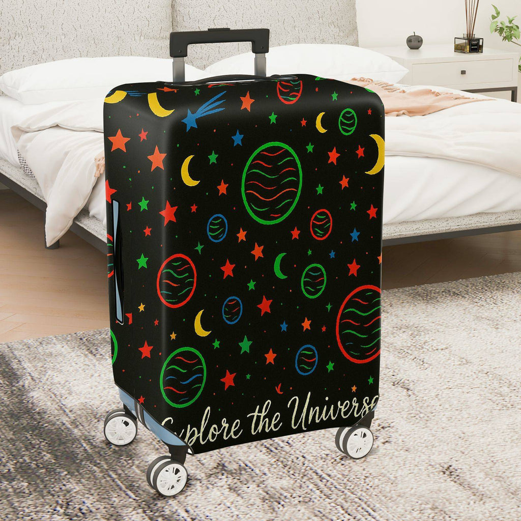 1-Piece Cosmic Planet Star Moon Galaxy Space  Suitcase Luggage Cover, Stretch Protective Sleeve