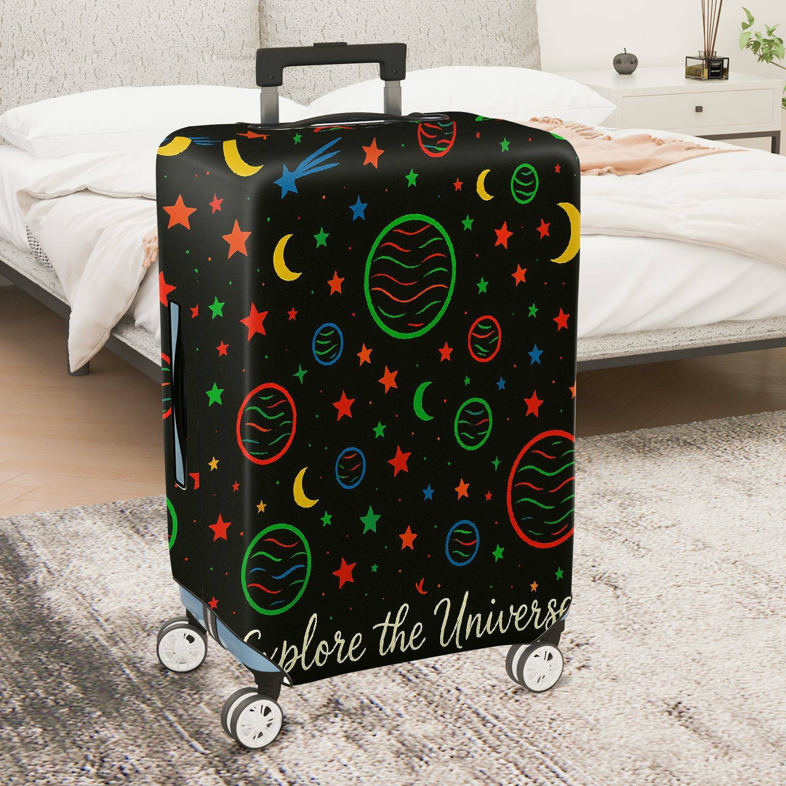 1-Piece Cosmic Planet Star Moon Galaxy Space  Suitcase Luggage Cover, Stretch Protective Sleeve
