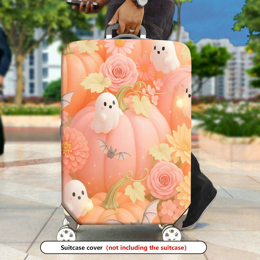 1-Piece Halloween Ghost Pumpkin Floral Bat  Suitcase Luggage Cover, Stretch Protective Sleeve