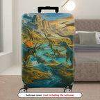 1-Piece Prehistoric Dinosaur Landscape Nature Adventure Wilderness Fossil  Suitcase Luggage Cover, Stretch Protective Sleeve