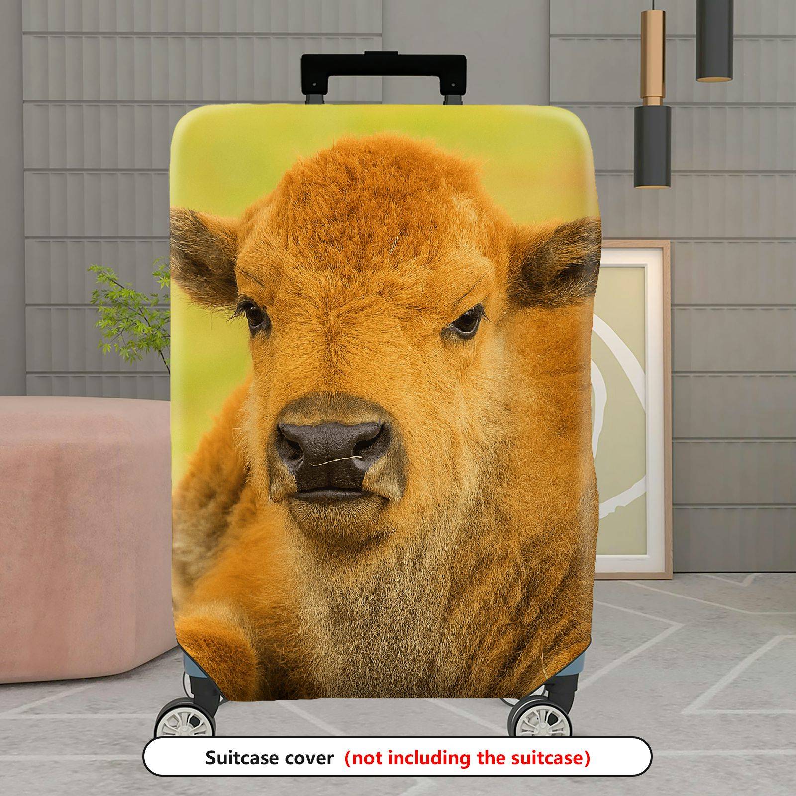 1-Piece Animal Nature Wildlife Cute Calf Fun  Suitcase Luggage Cover, Stretch Protective Sleeve