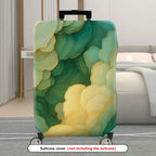 1-Piece Abstract Green Yellow Soft Wave Artistic  Suitcase Luggage Cover, Stretch Protective Sleeve