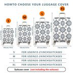 1-Piece Floral Pattern Geometric Black and White Elegant Artistic  Suitcase Luggage Cover, Stretch Protective Sleeve