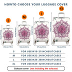 1-Piece Floral Mandala Rose Leaf Artistic Bohemian Spiritual  Suitcase Luggage Cover, Stretch Protective Sleeve