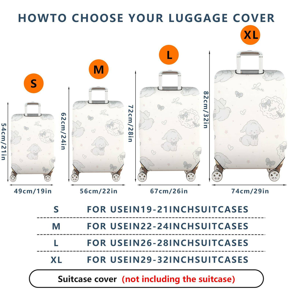 1-Piece Cute Pastel Sheep Bow Heart Star  Suitcase Luggage Cover, Stretch Protective Sleeve